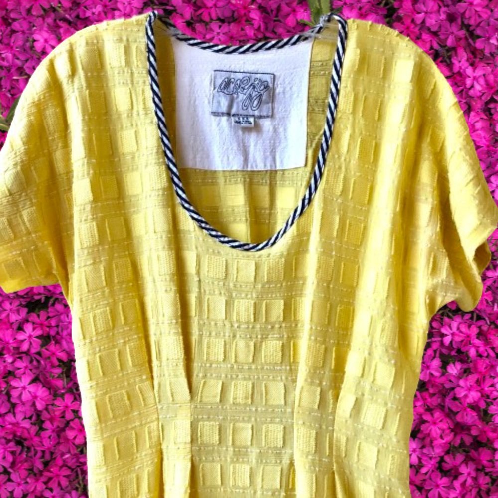 Ace & Jig Yellow Textured Square Jacquard Short Dress XXS Cotton Anthropologie - Picture 12 of 13